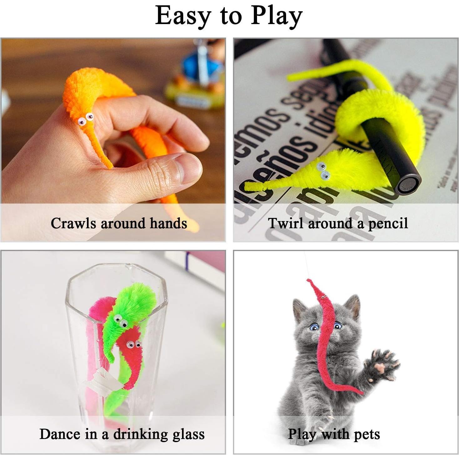 Gusanos Mágicos HAPTIME - 24 Piezas Coloridos con Ojos Móviles