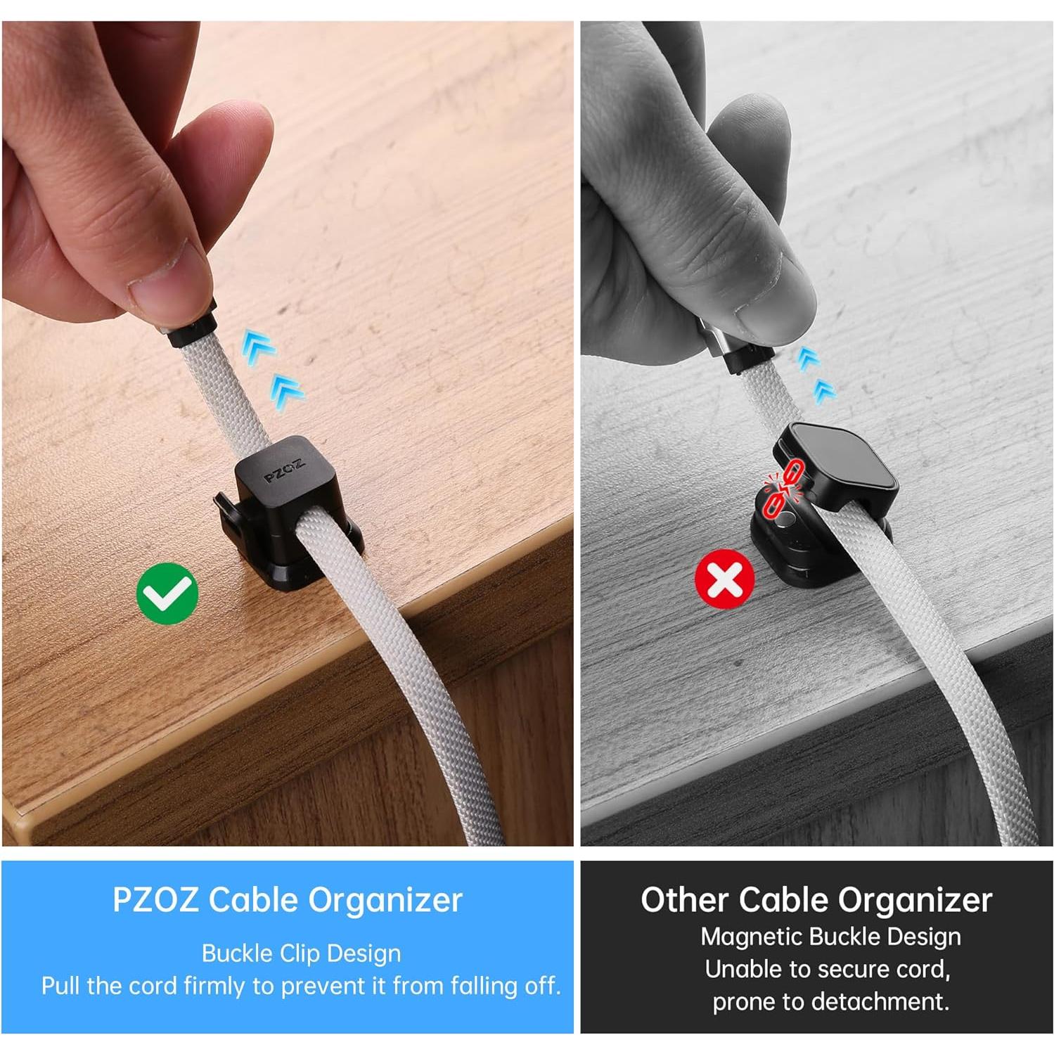 Organizador de Cables PZOZ 6 Clips Adhesivos Negro