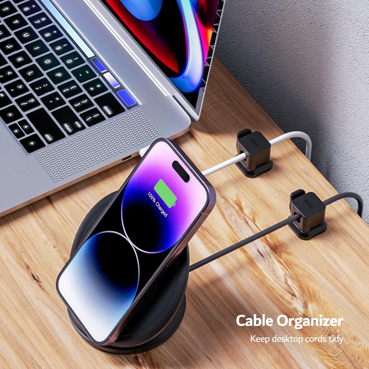 Organizador de Cables PZOZ 6 Clips Adhesivos Negro