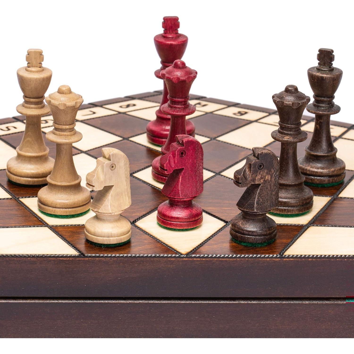 Juego de Ajedrez de Madera para 3 Jugadores Husaria 54 cm