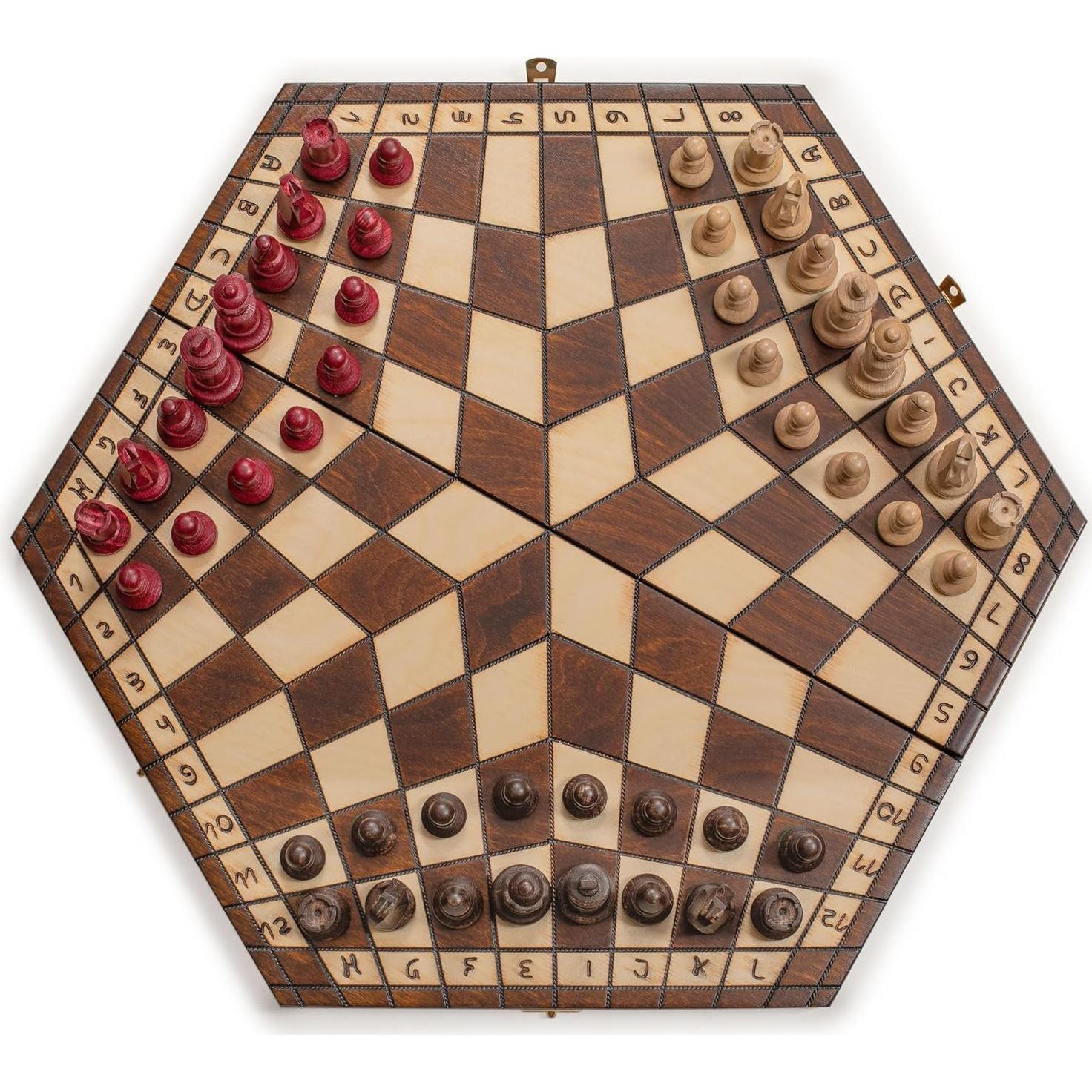 Juego de Ajedrez de Madera para 3 Jugadores Husaria 54 cm