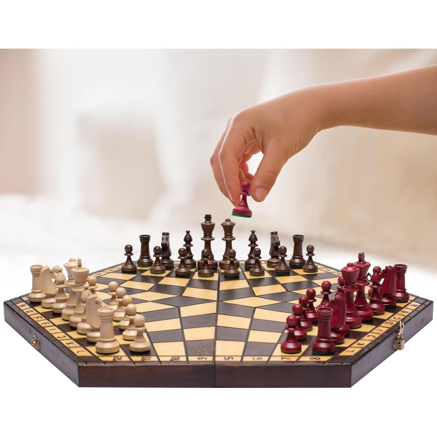 Juego de Ajedrez de Madera para 3 Jugadores Husaria 54 cm