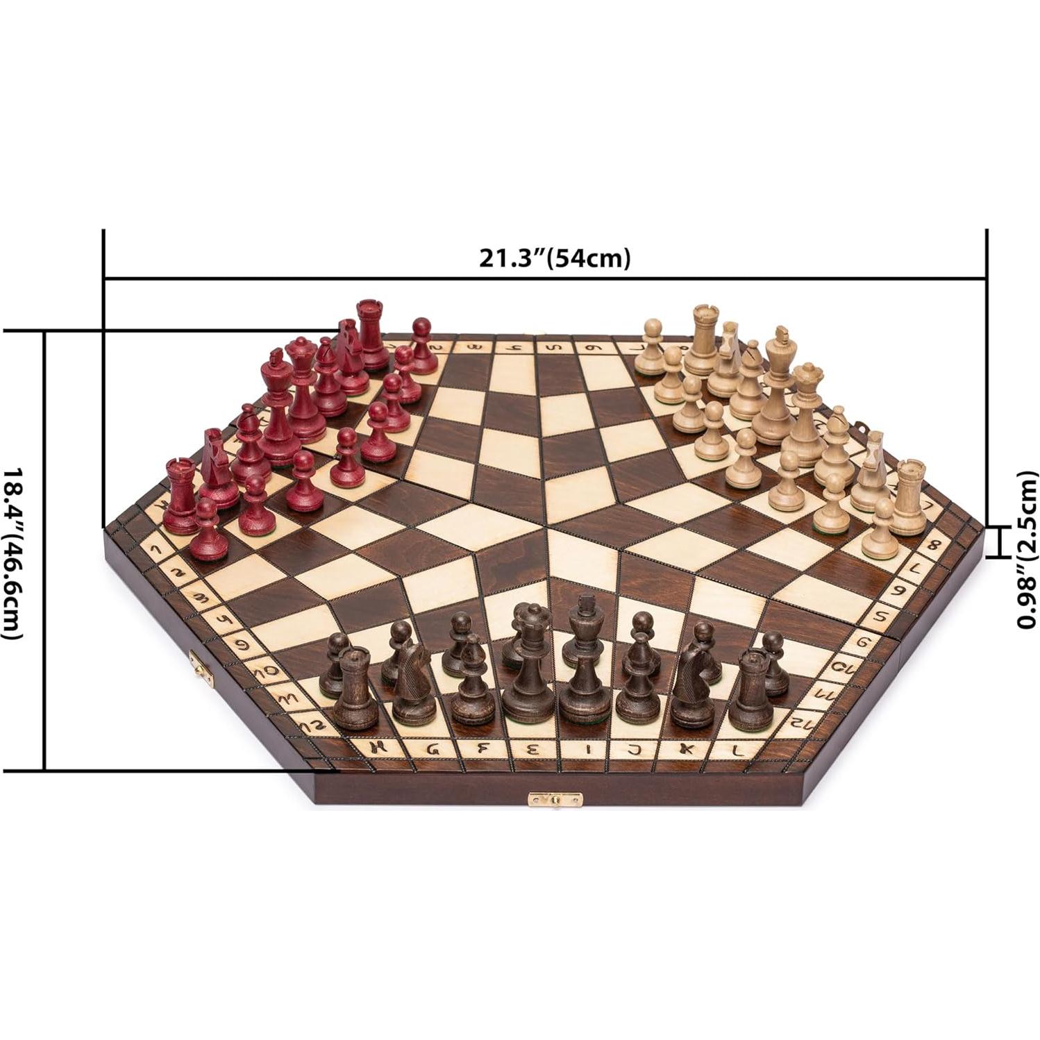 Juego de Ajedrez de Madera para 3 Jugadores Husaria 54 cm