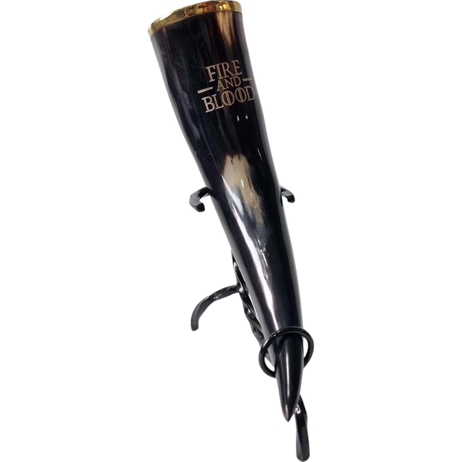 Cuerno de cerveza vikingo Maako con soporte y abridor 355ml