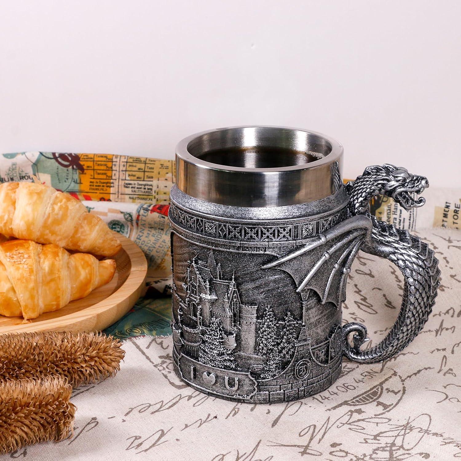 Taza Dragón Castillo Medieval Alikiki 600ml Acero Inoxidable