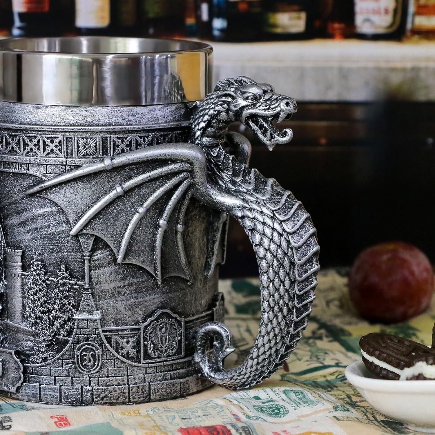 Taza Dragón Castillo Medieval Alikiki 600ml Acero Inoxidable