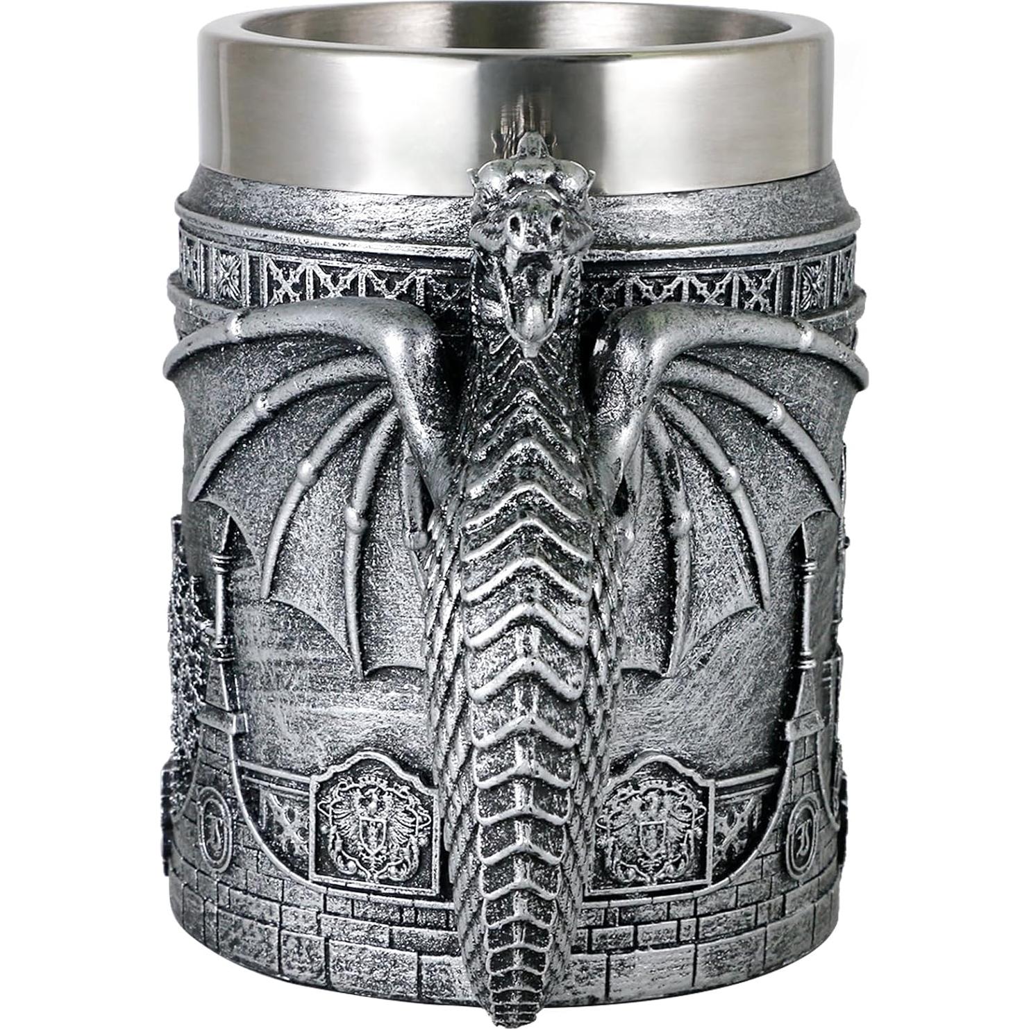 Taza Dragón Castillo Medieval Alikiki 600ml Acero Inoxidable