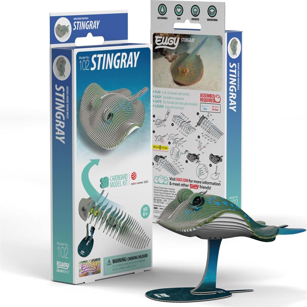 Rompecabezas 3D Mantarraya Eugy - Ecológico y Educativo 50 Piezas