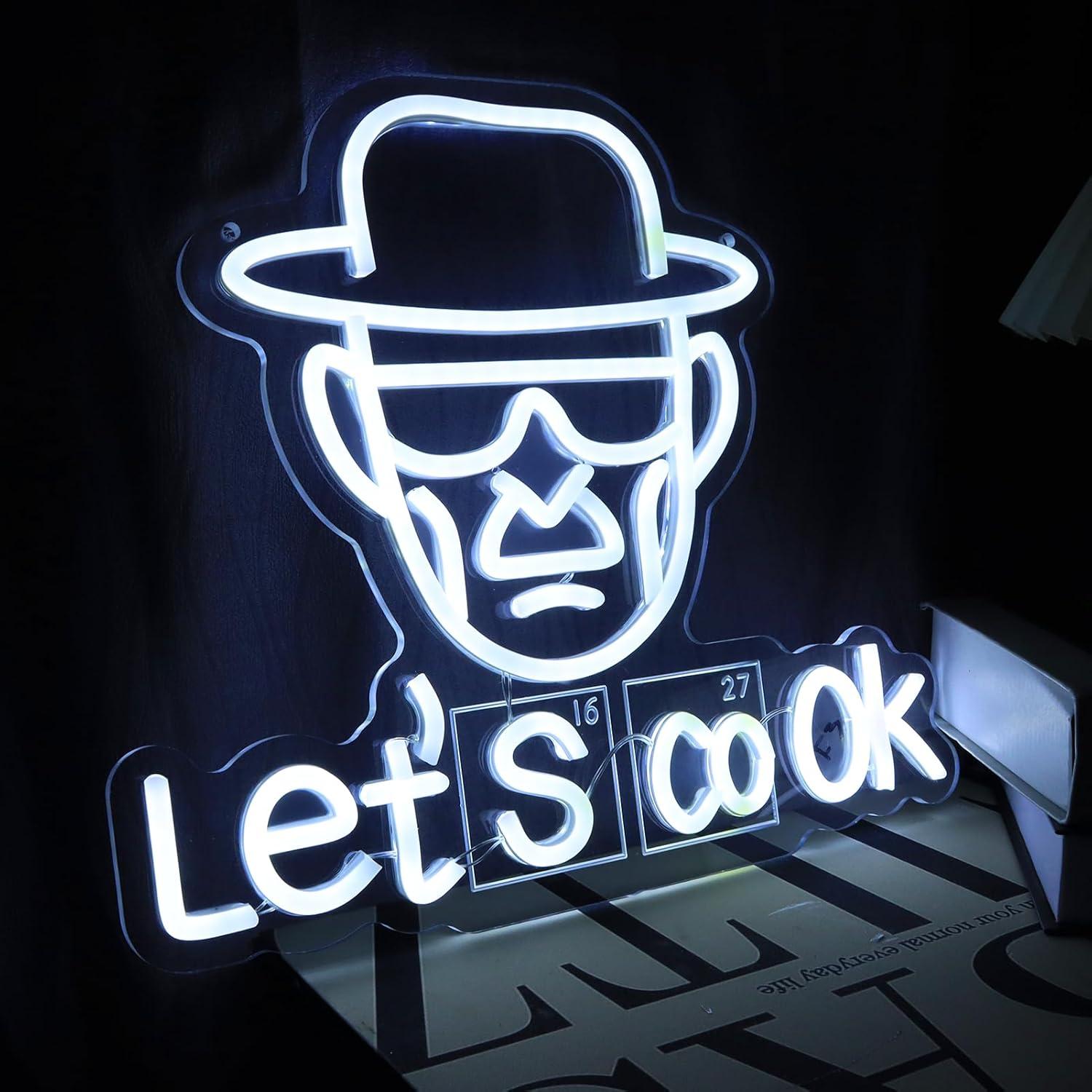 Luz de neón Breaking Bad Heisenberg Let's Cook 33x36 cm