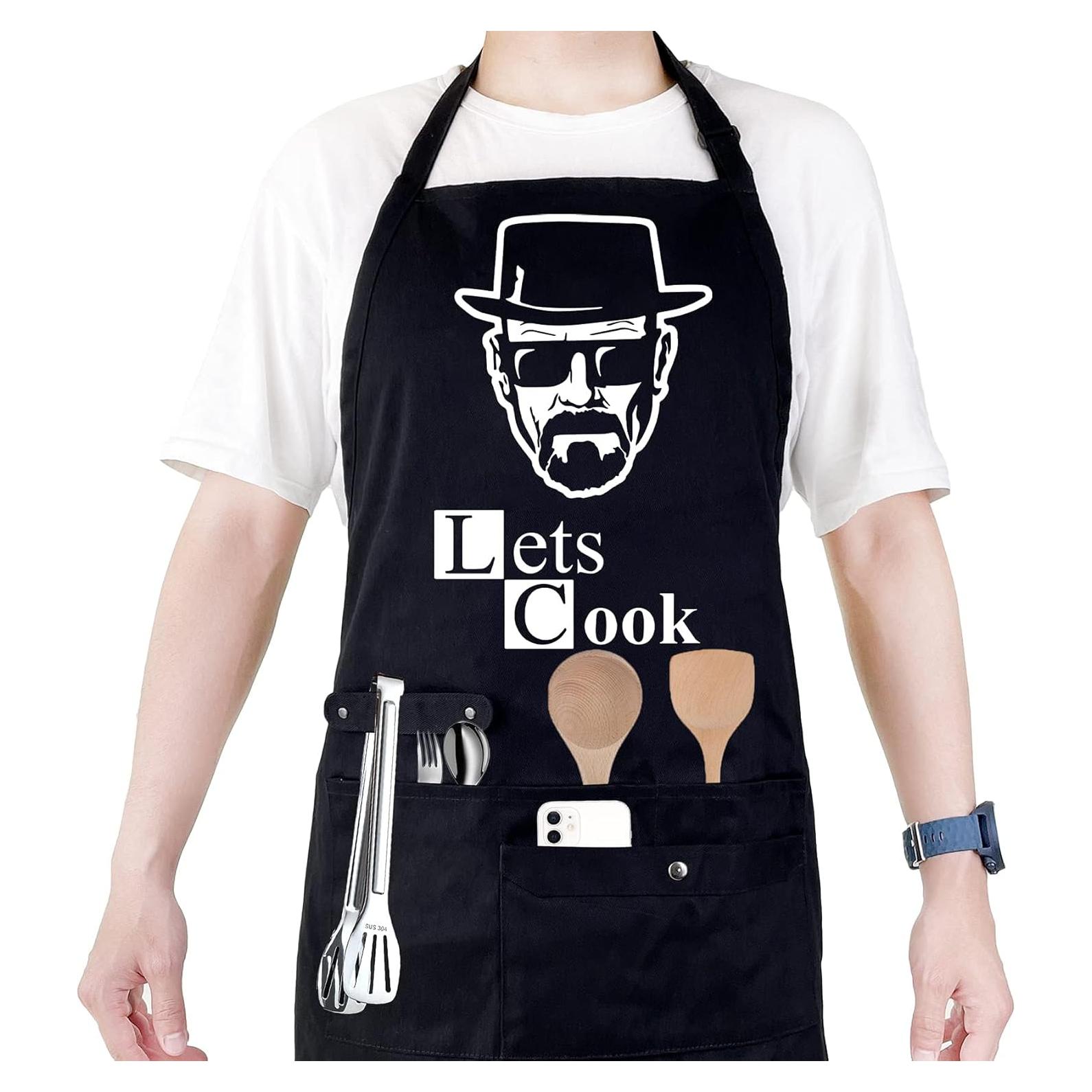 Delantal de Cocina Negro Breaking con 4 Bolsillos Ajustable