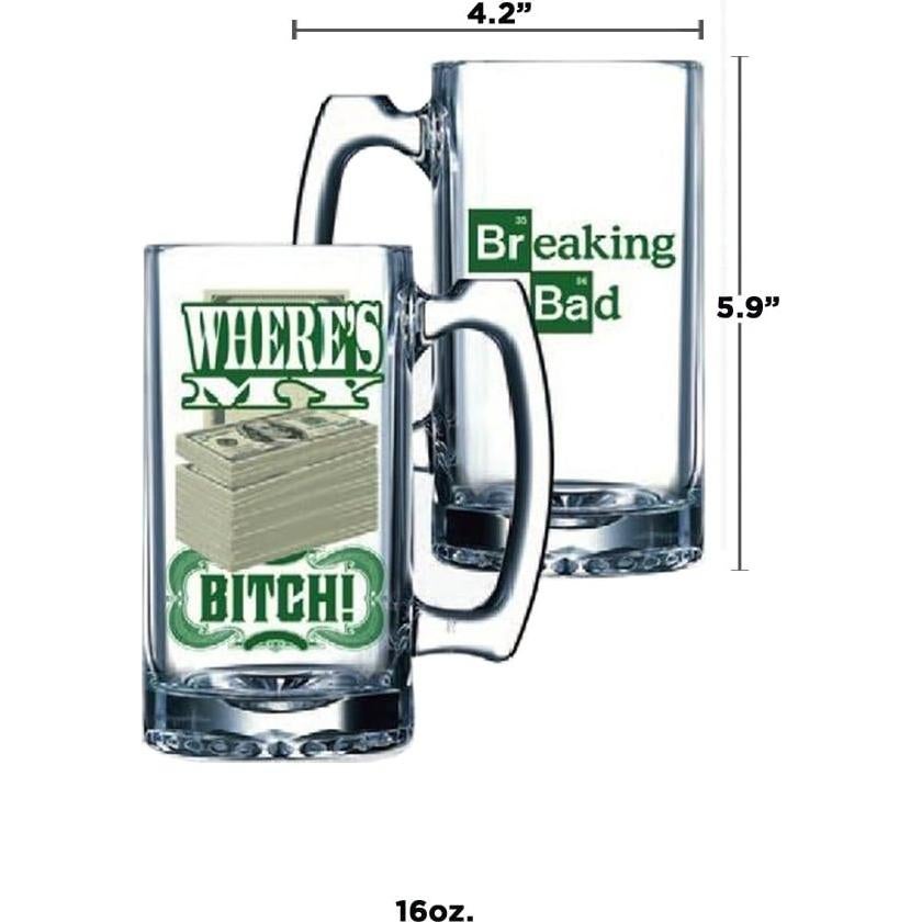Taza de Cerveza Breaking Bad Just Funky 0.47L Transparente
