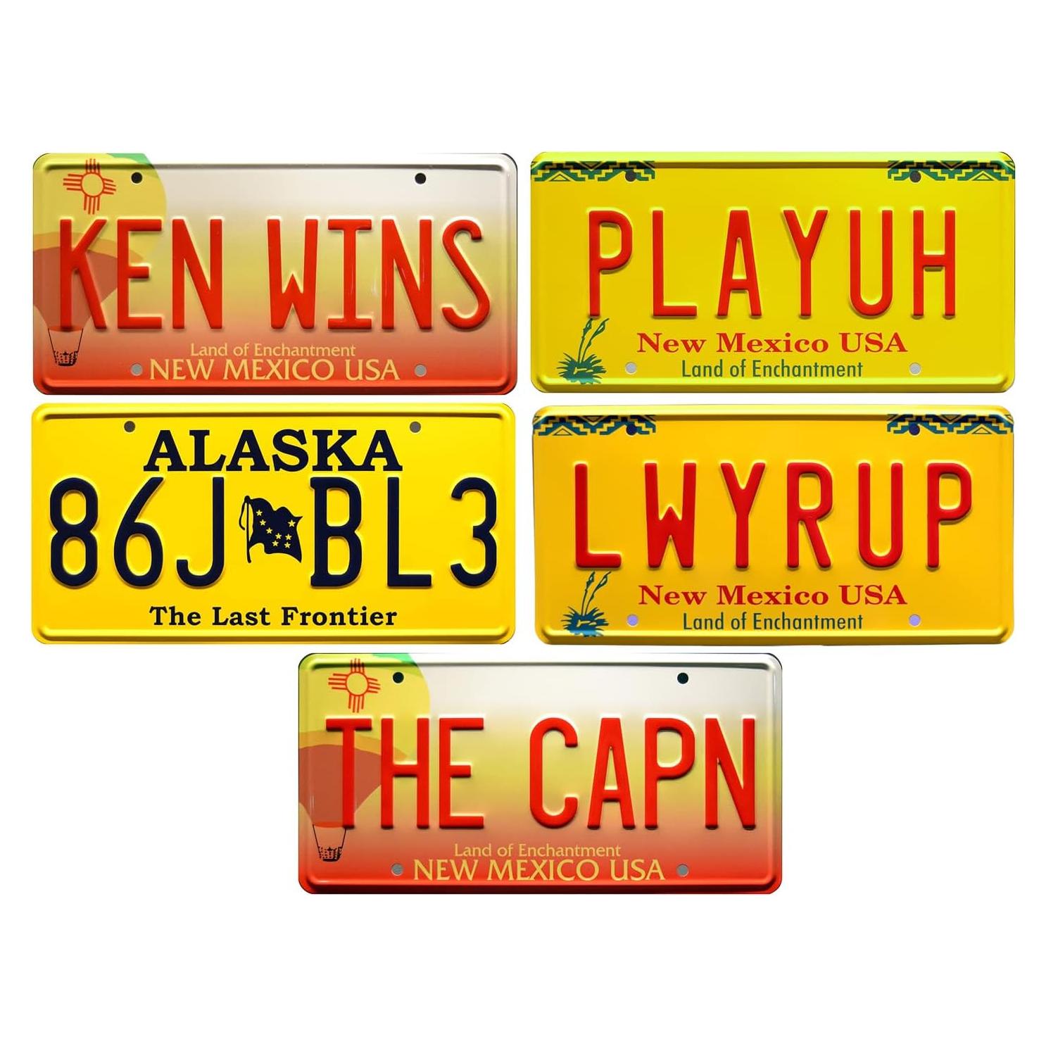 Conjunto de 5 Réplicas Placas Licencia Autos Breaking Bad OPO 10