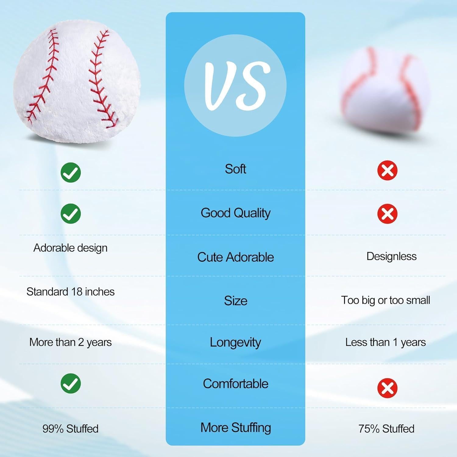 Almohada de béisbol de peluche CatchStar 45x45 cm para niños