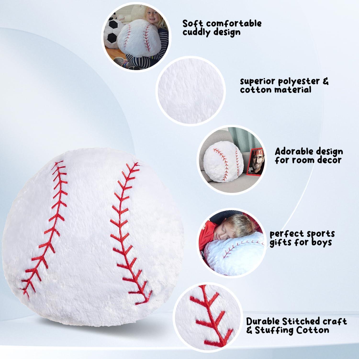 Almohada de béisbol de peluche CatchStar 45x45 cm para niños