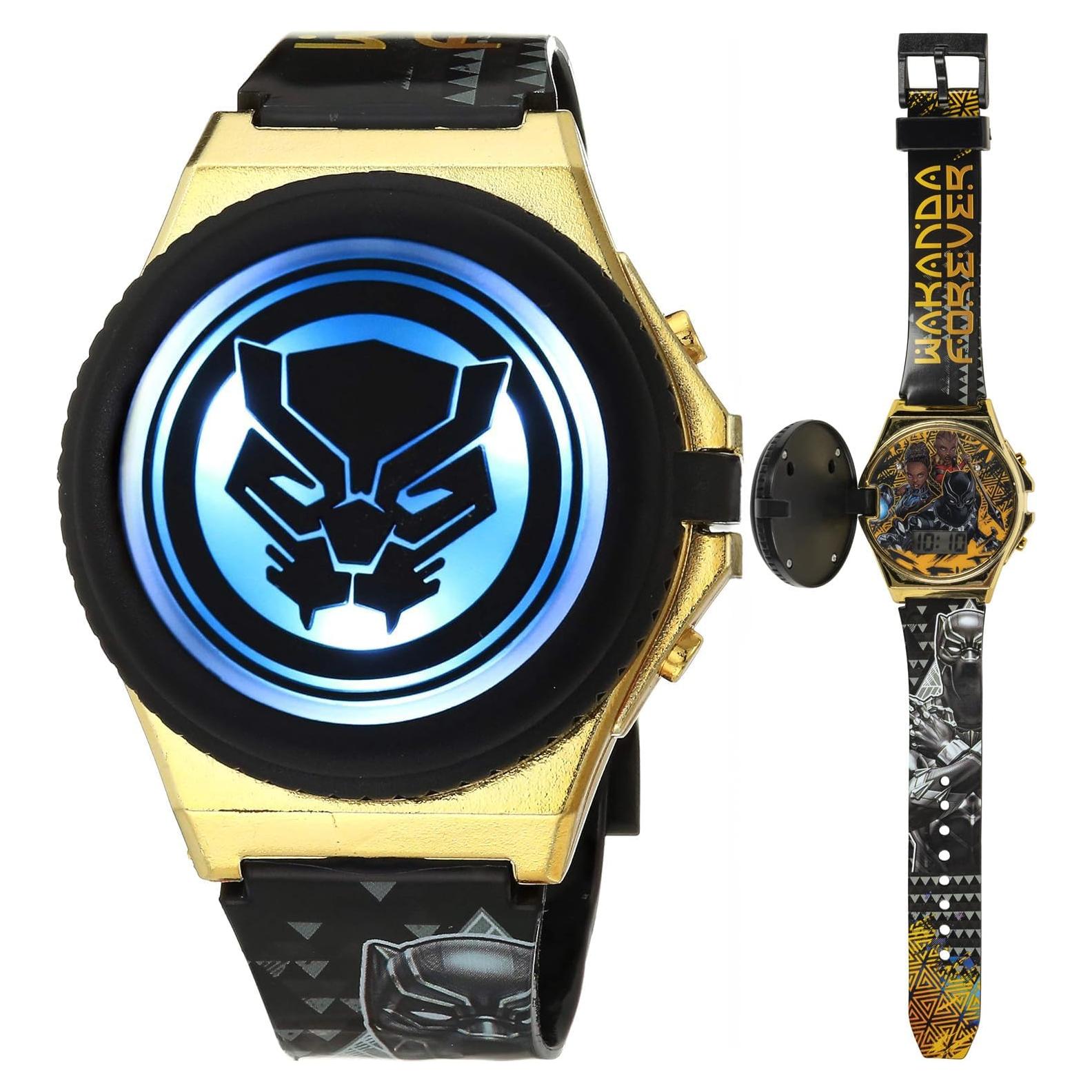 Reloj LCD Marvel Black Panther para Niños con Luz - Correa Ajustable
