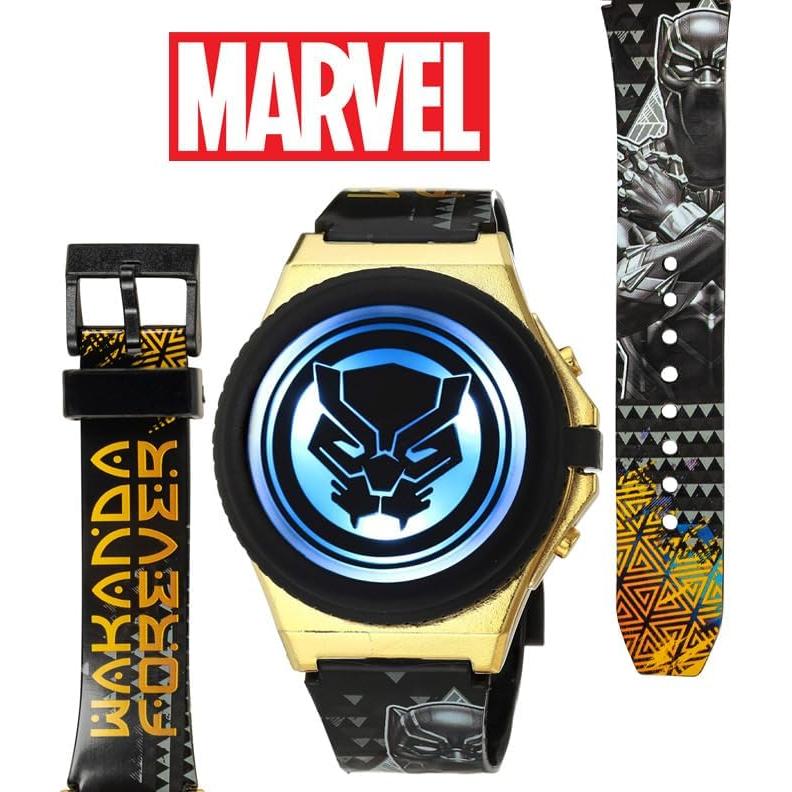 Reloj LCD Marvel Black Panther para Niños con Luz - Correa Ajustable