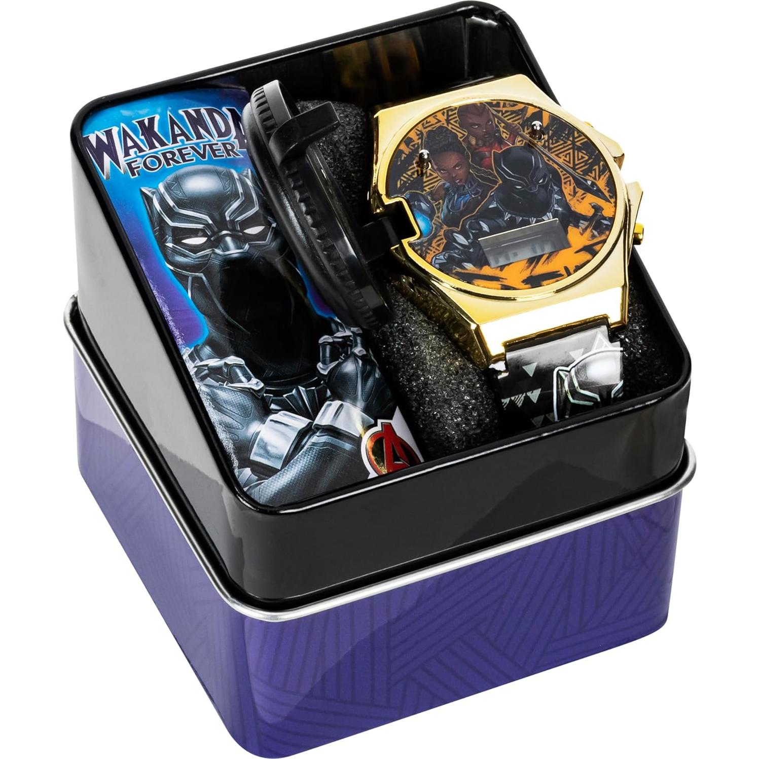 Reloj LCD Marvel Black Panther para Niños con Luz - Correa Ajustable