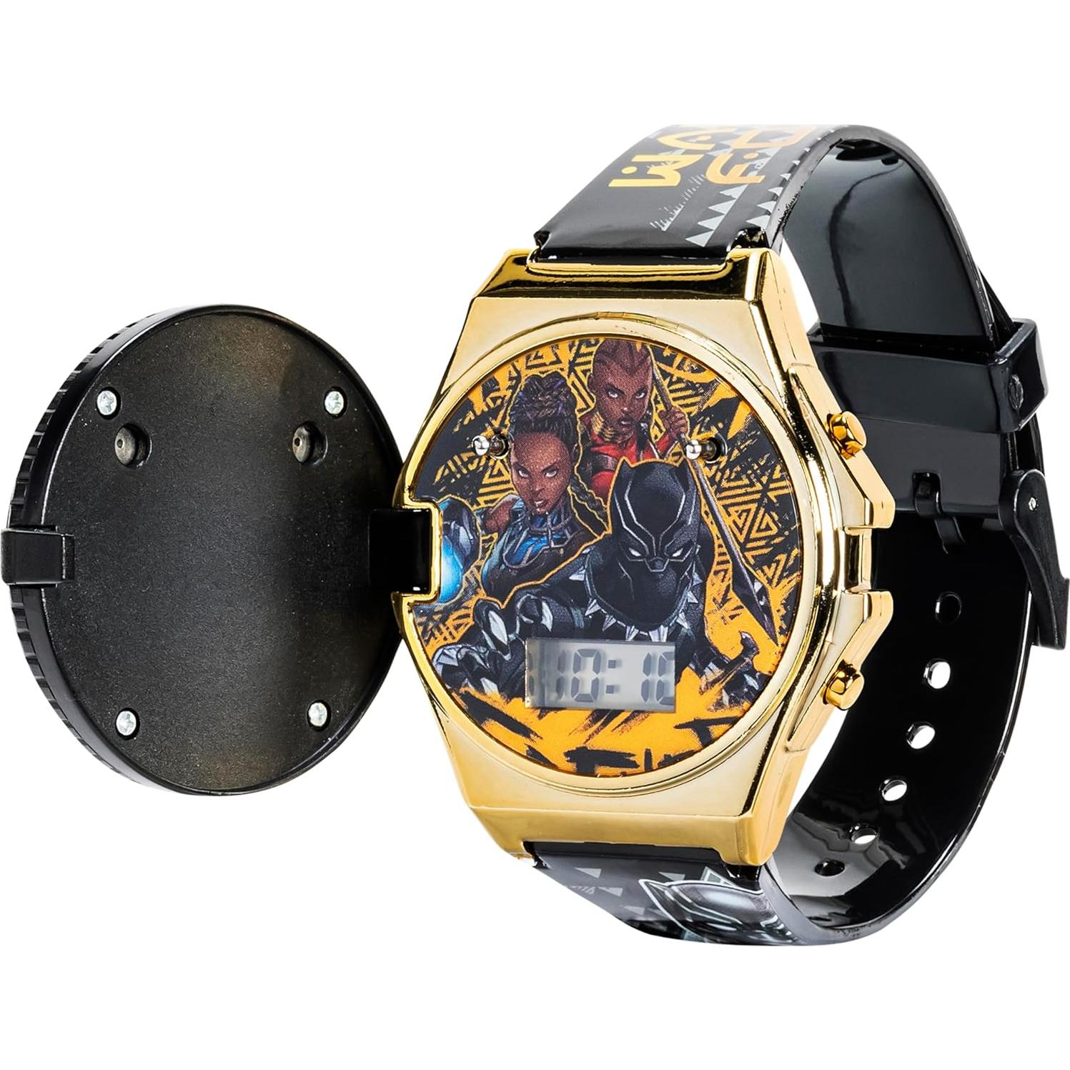 Reloj LCD Marvel Black Panther para Niños con Luz - Correa Ajustable