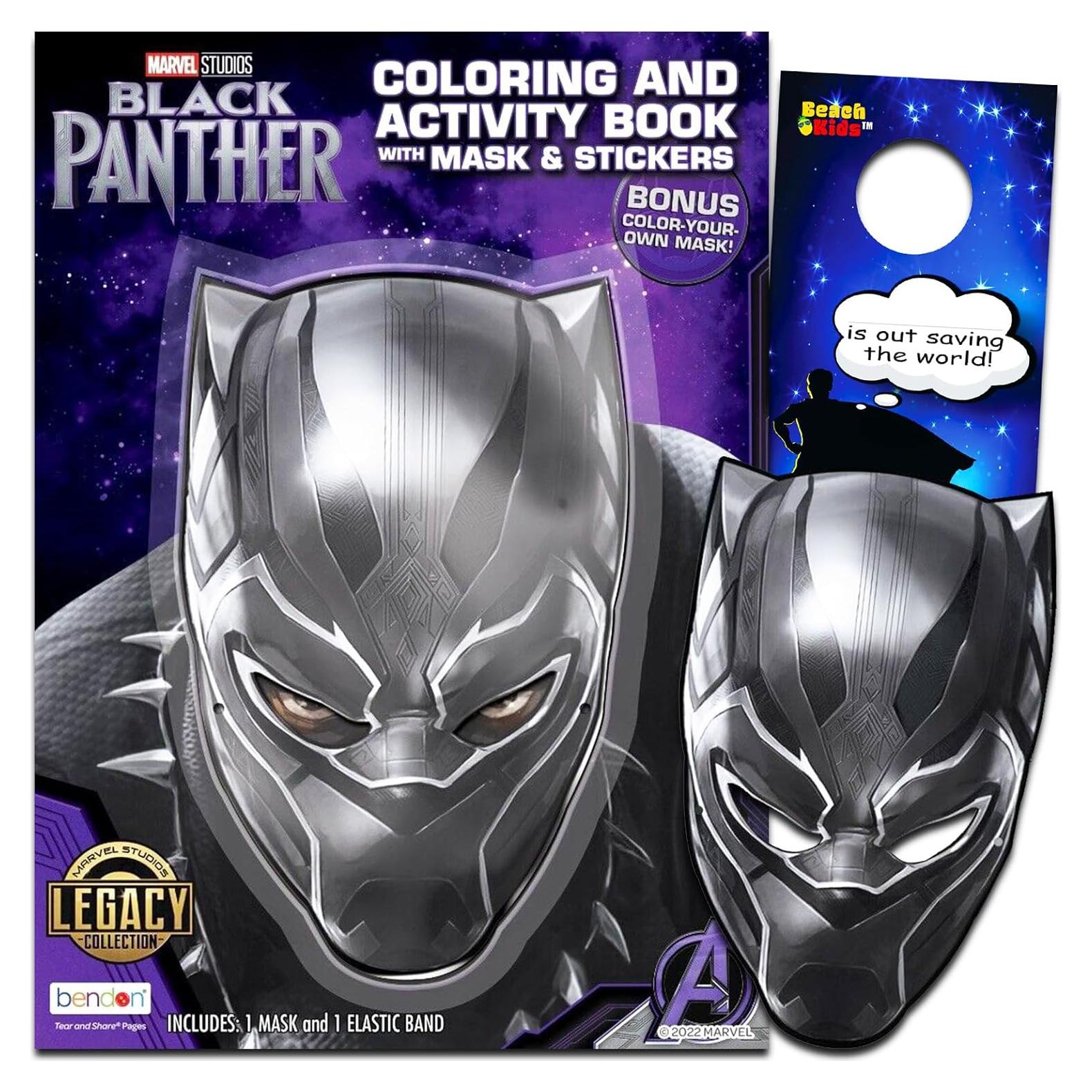Conjunto Libro para Colorear Black Panther Marvel Niños 4-8 Años