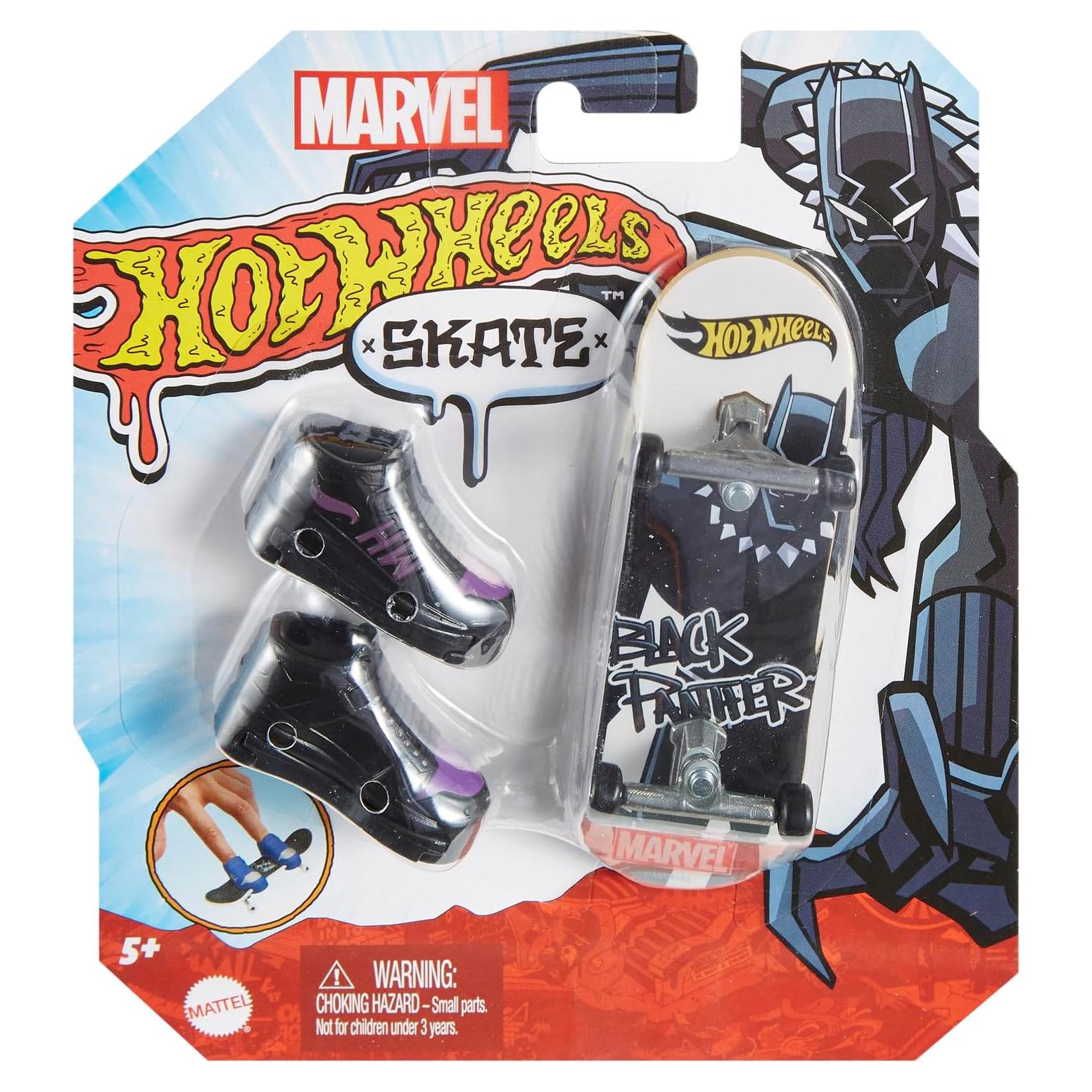 Patineta Hot Wheels Pantera Negra Marvel + Zapatos de Dedo