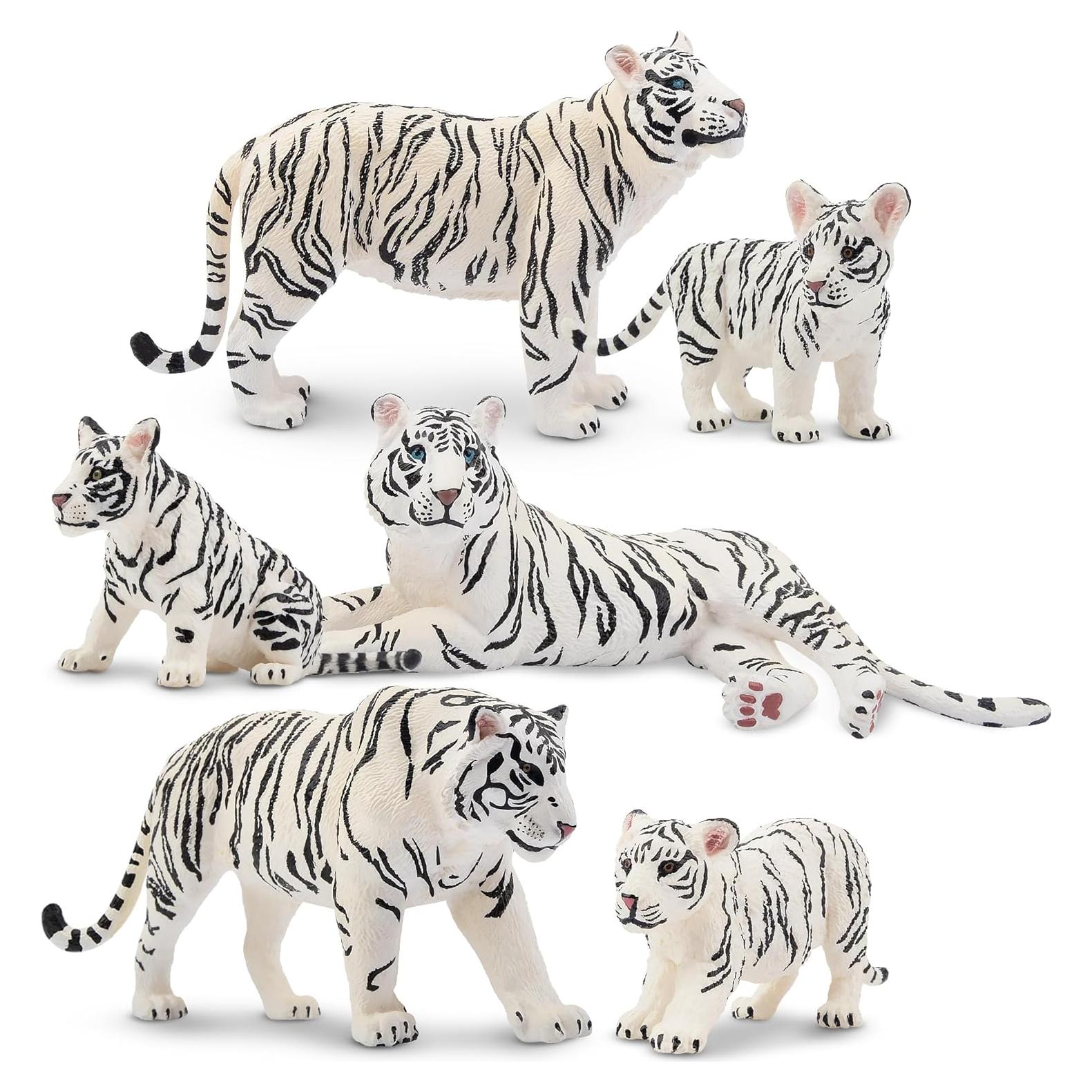 Set de Figuras de Tigres Blancos TOYMANY 6PCS 10 cm