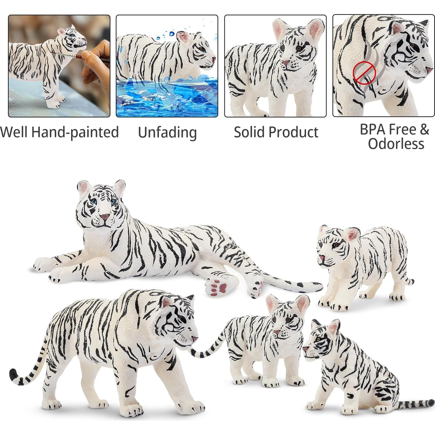 Set de Figuras de Tigres Blancos TOYMANY 6PCS 10 cm