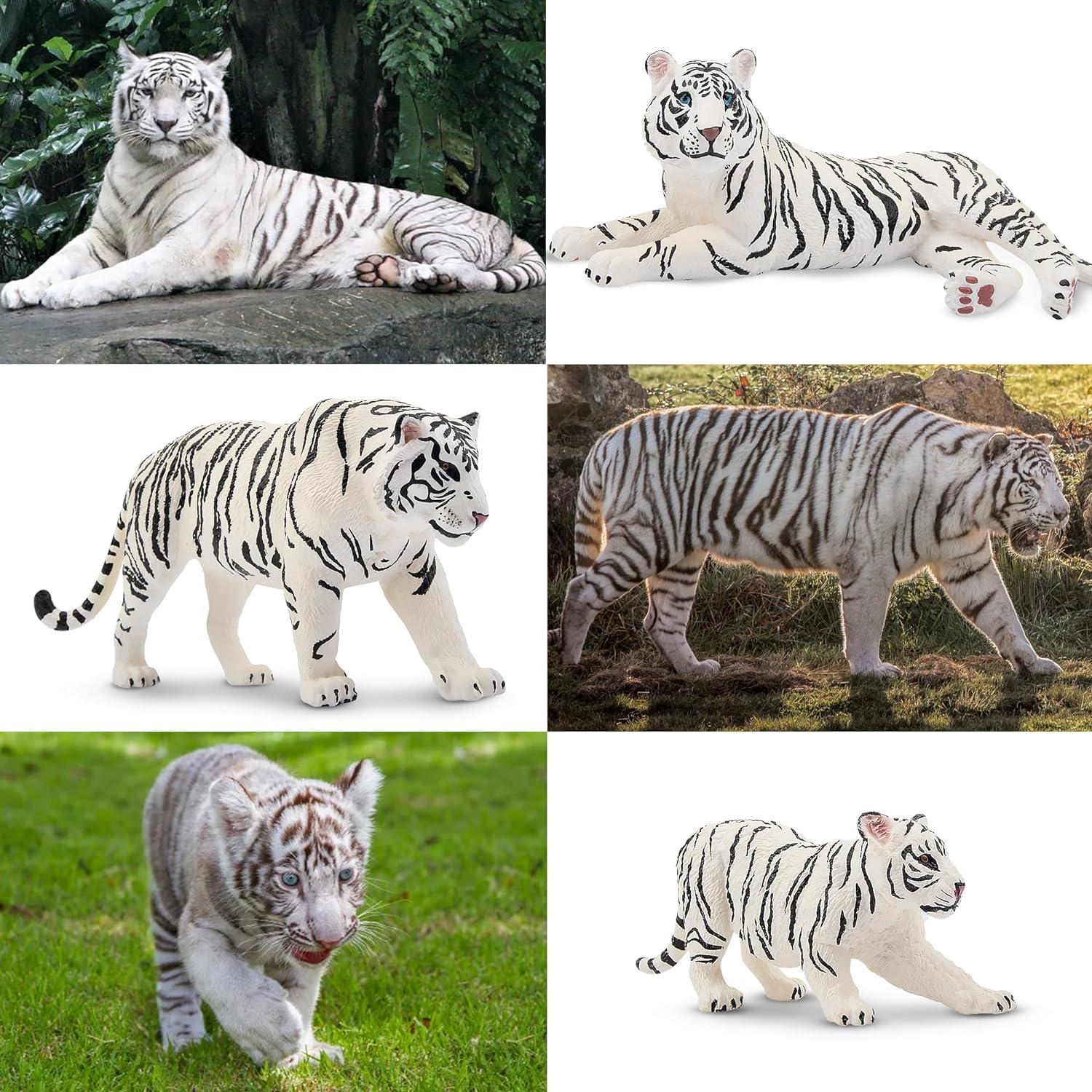 Set de Figuras de Tigres Blancos TOYMANY 6PCS 10 cm