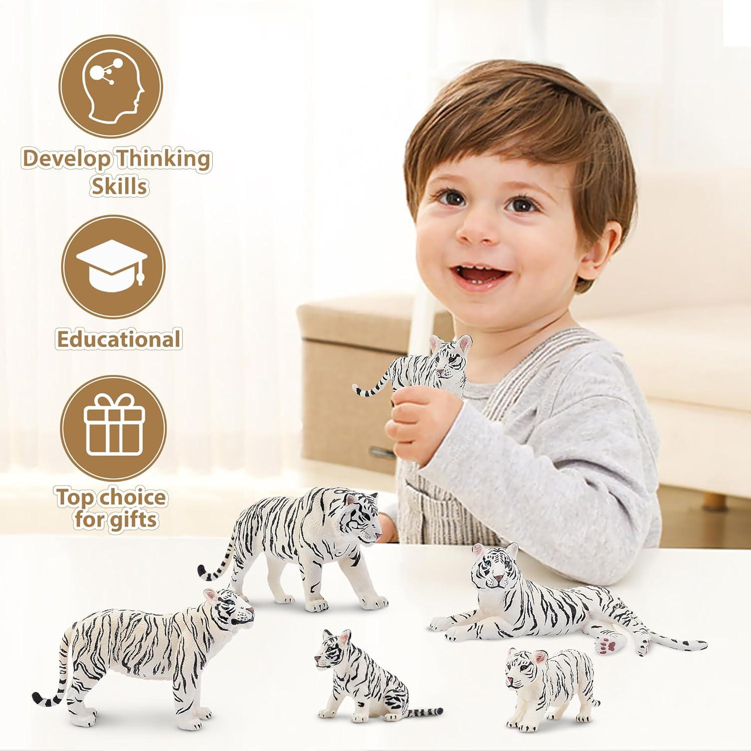 Set de Figuras de Tigres Blancos TOYMANY 6PCS 10 cm
