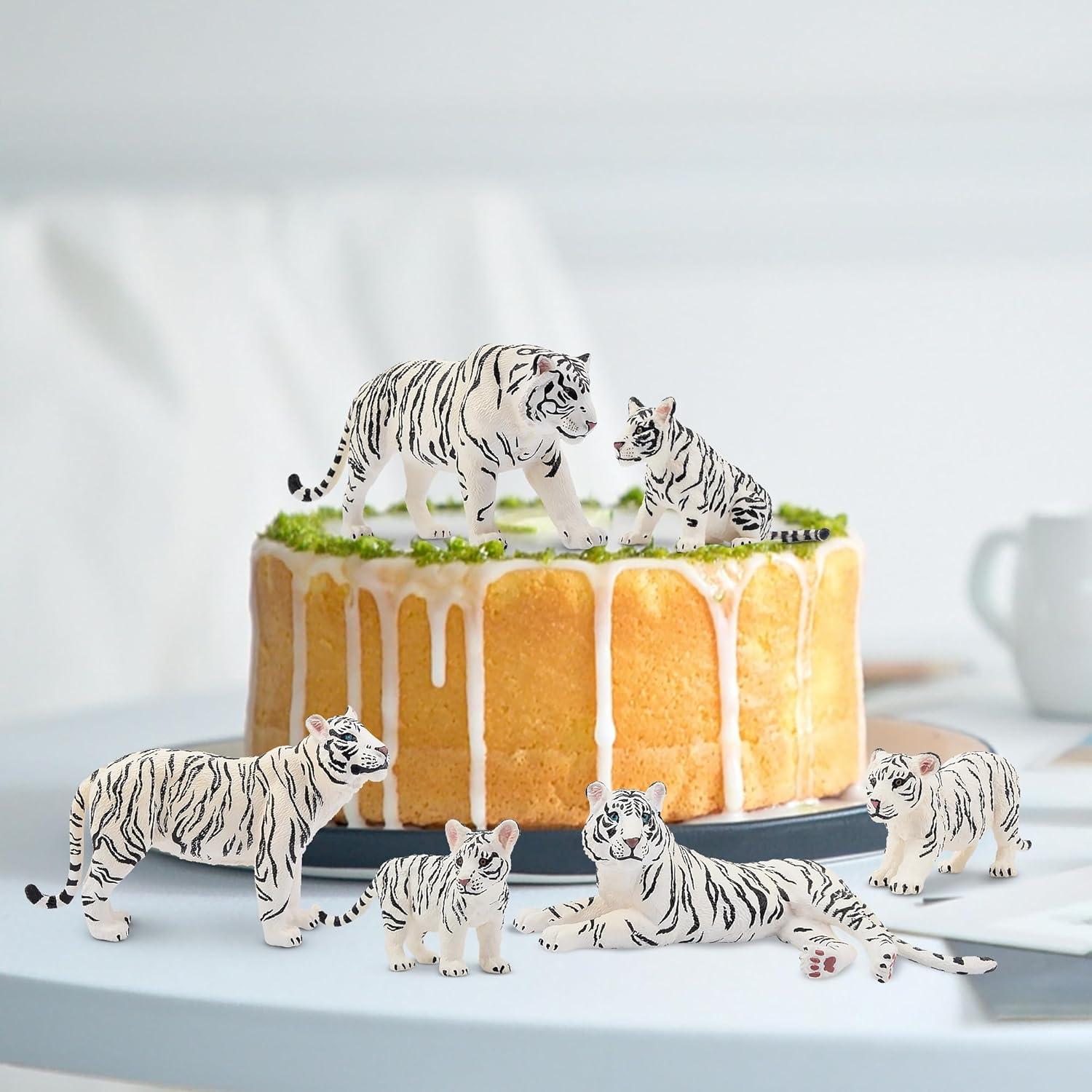 Set de Figuras de Tigres Blancos TOYMANY 6PCS 10 cm