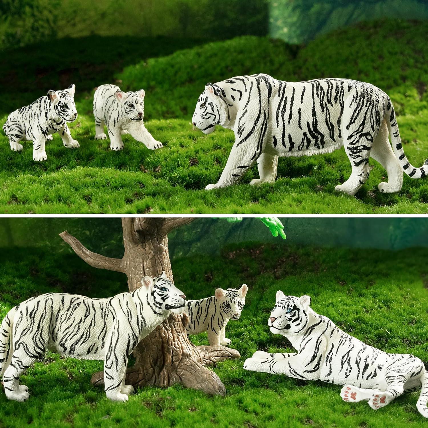 Set de Figuras de Tigres Blancos TOYMANY 6PCS 10 cm