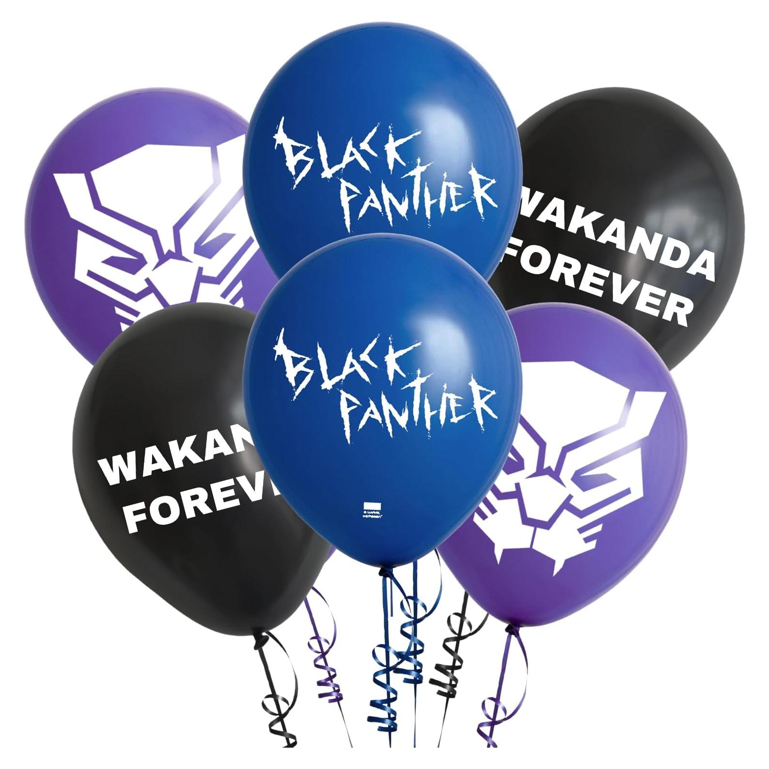 Globos de látex multicolor Amscan Black Panther 30 cm - 6 Piezas