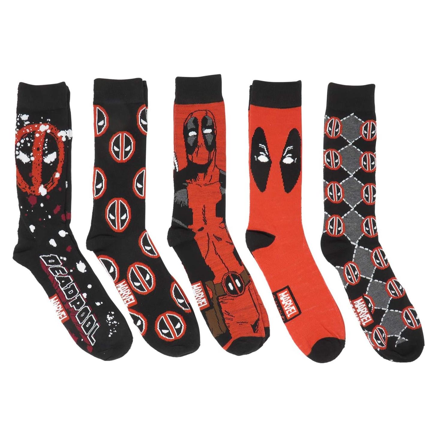 Calcetines de Tripulación Deadpool Marvel - 5 Pares Unisex