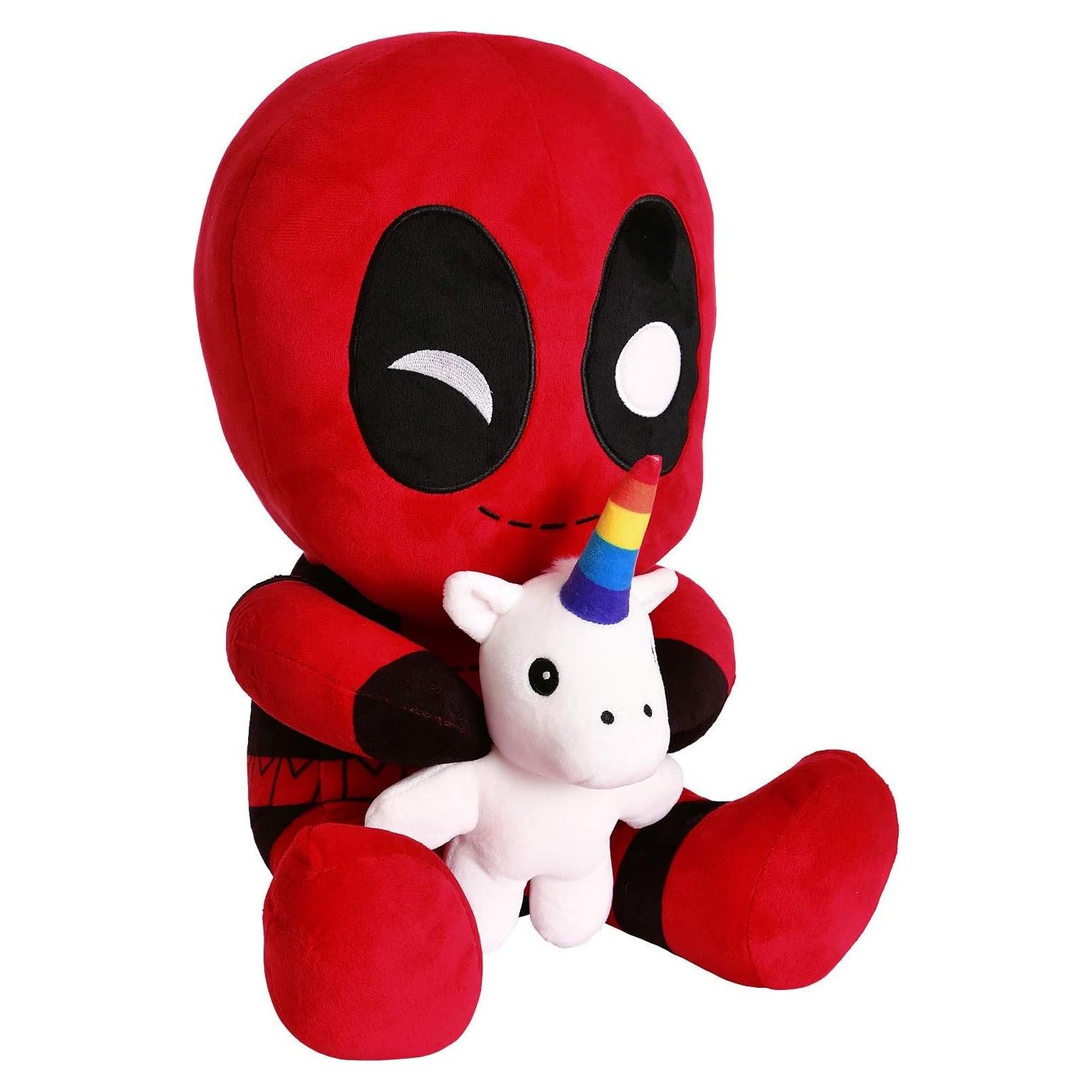 Peluche Vibrante Deadpool Montando Unicornio Kidrobot 40.6 cm