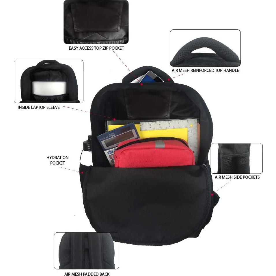 Mochila Deadpool Marvel 40.64x30.48cm Acolchada Negra