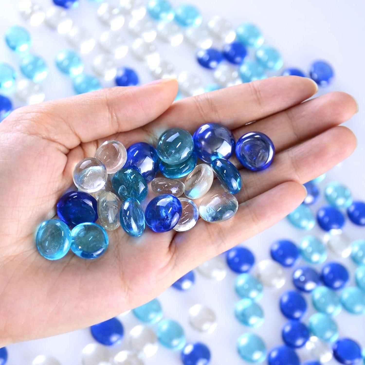 Gemas de Vidrio KINGOU Mini 12-14 mm Transparente y Azul