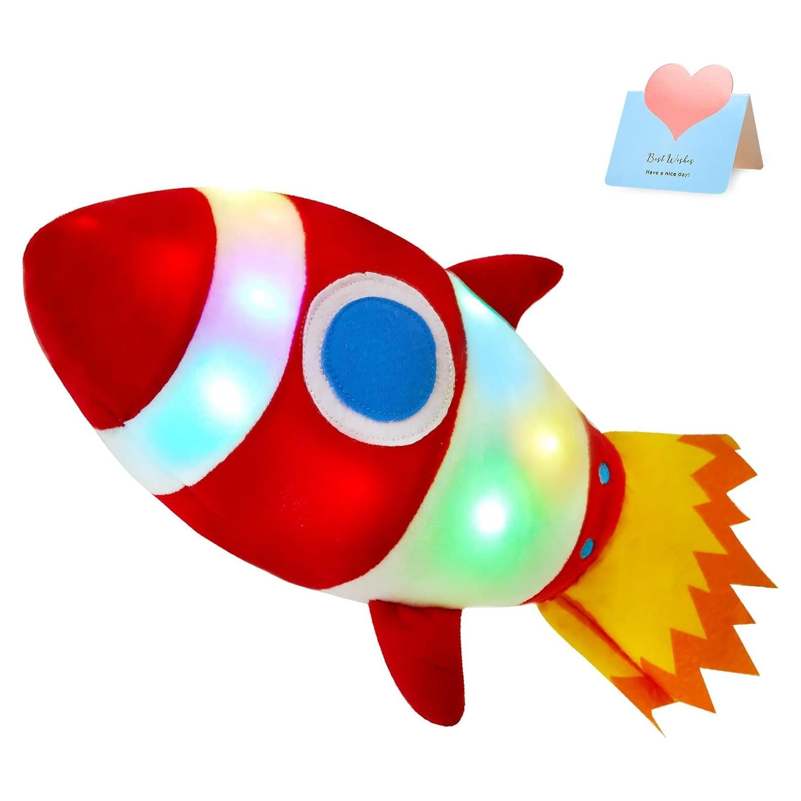 Juguete de Peluche Cohete Rojo BSTAOFY con Luz LED 36.8 cm