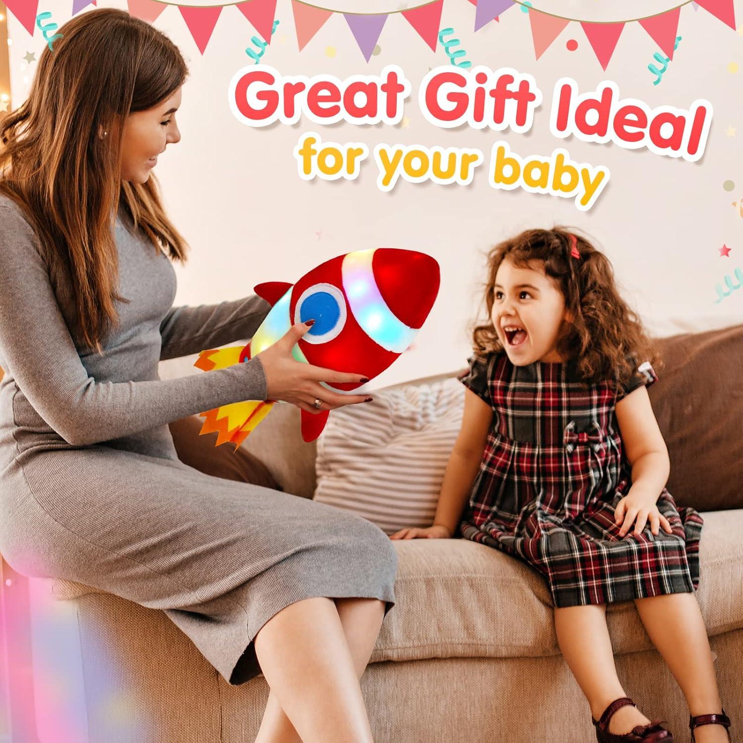 Juguete de Peluche Cohete Rojo BSTAOFY con Luz LED 36.8 cm