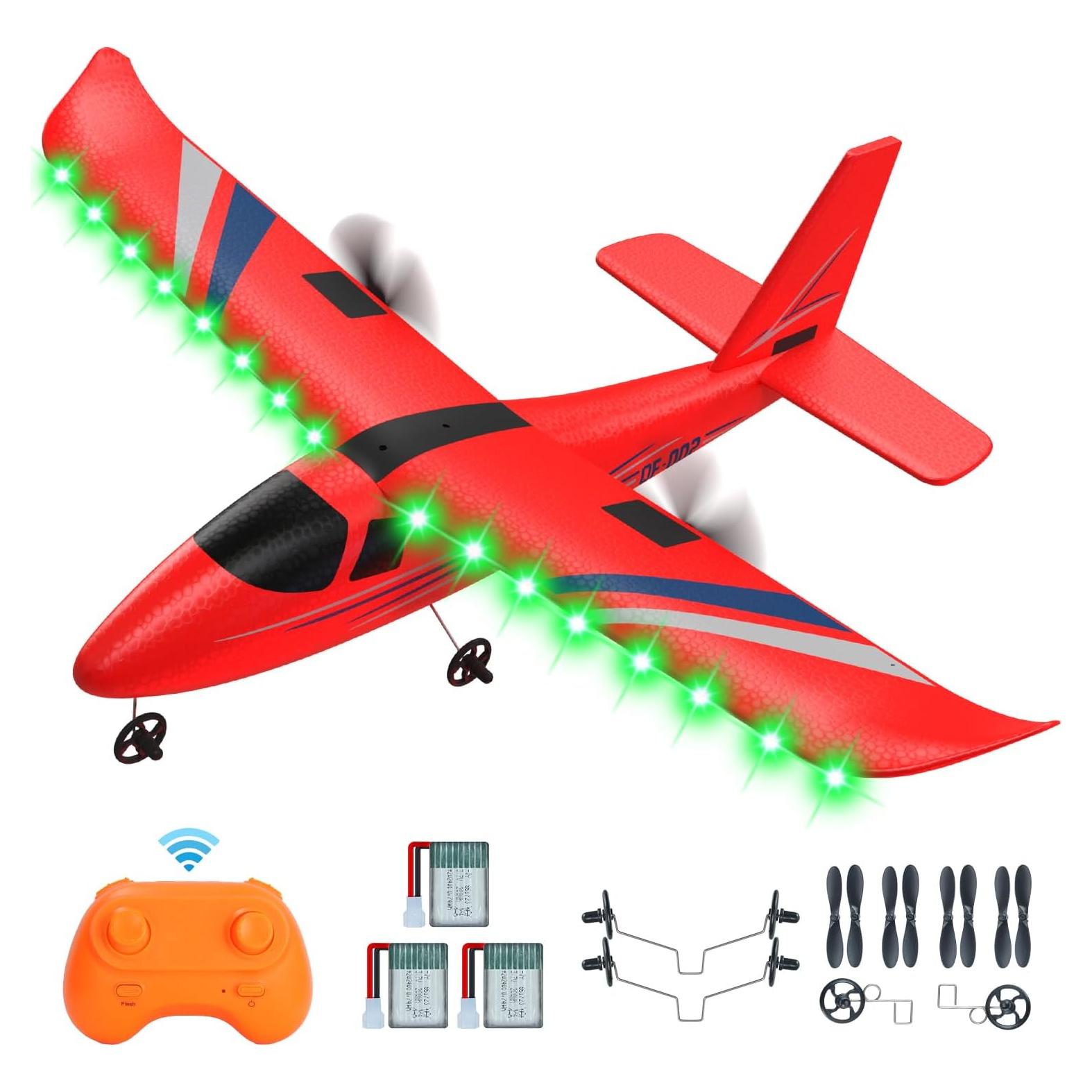 Avión RC HRZPACT QF002 2.4GHz con 3 Baterías LED Rojo