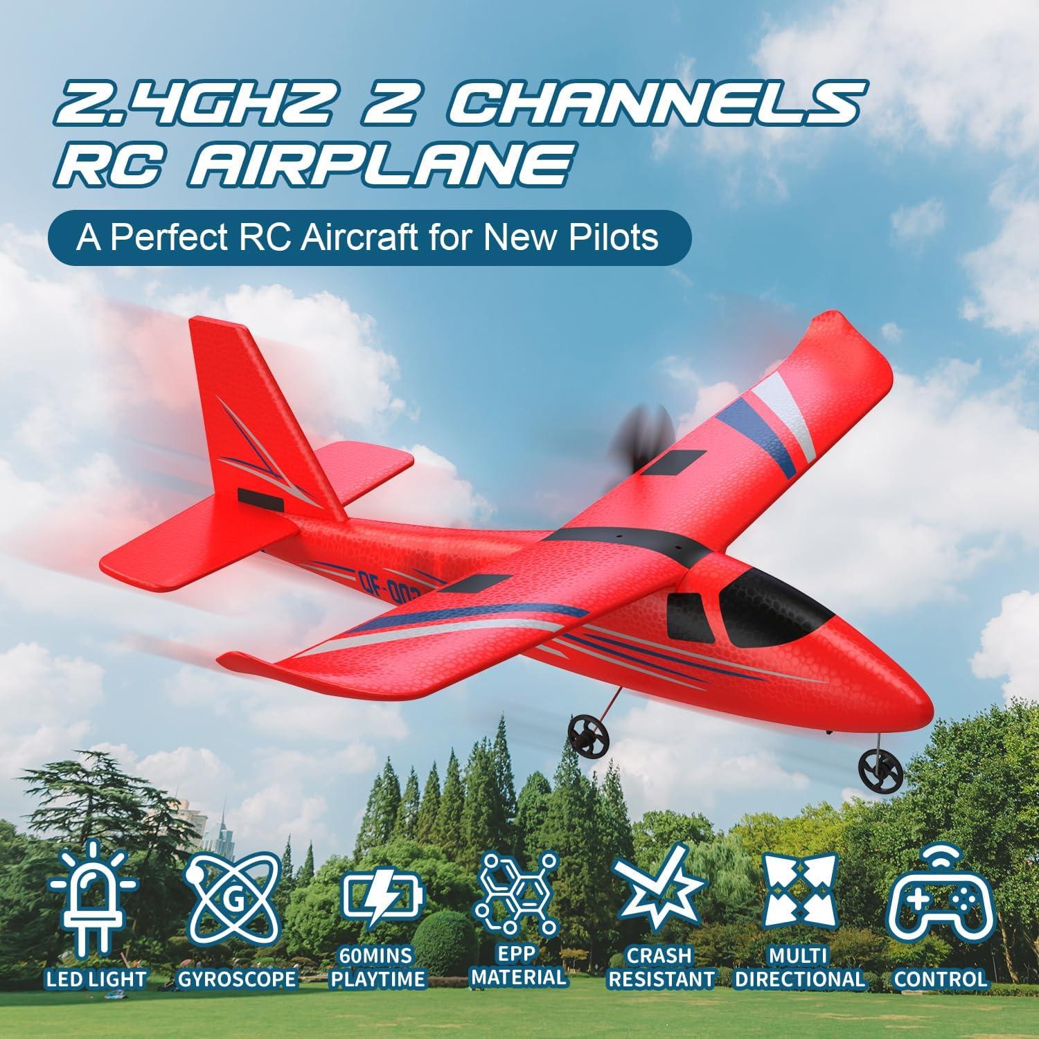 Avión RC HRZPACT QF002 2.4GHz con 3 Baterías LED Rojo