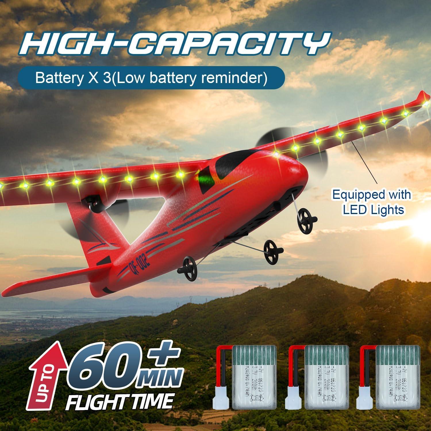 Avión RC HRZPACT QF002 2.4GHz con 3 Baterías LED Rojo