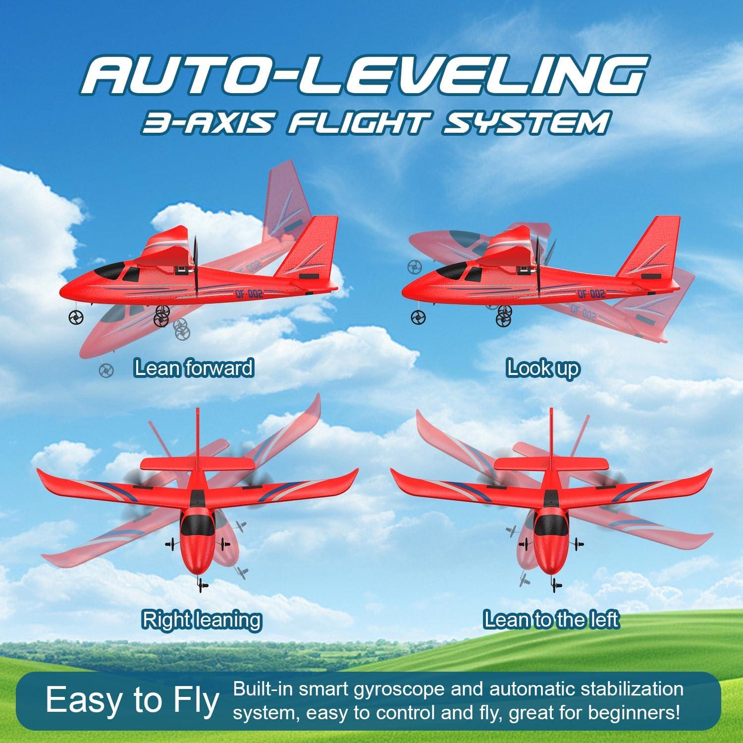 Avión RC HRZPACT QF002 2.4GHz con 3 Baterías LED Rojo