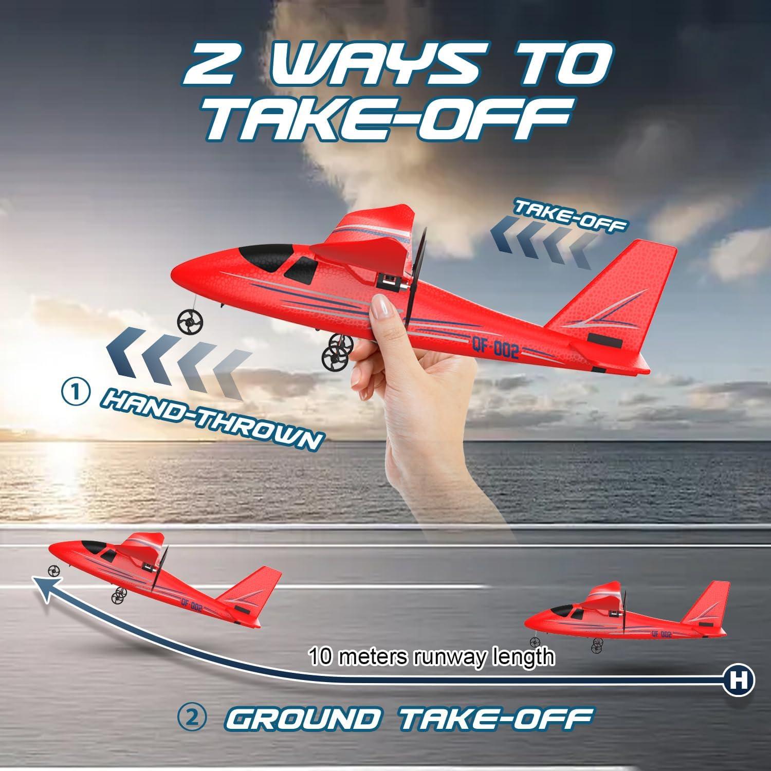 Avión RC HRZPACT QF002 2.4GHz con 3 Baterías LED Rojo