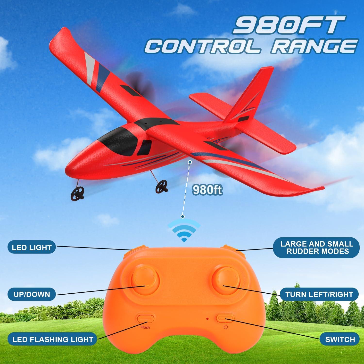 Avión RC HRZPACT QF002 2.4GHz con 3 Baterías LED Rojo