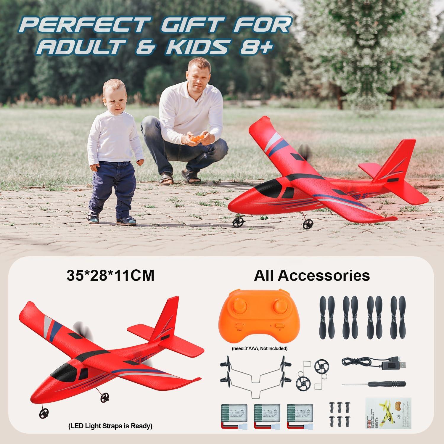 Avión RC HRZPACT QF002 2.4GHz con 3 Baterías LED Rojo