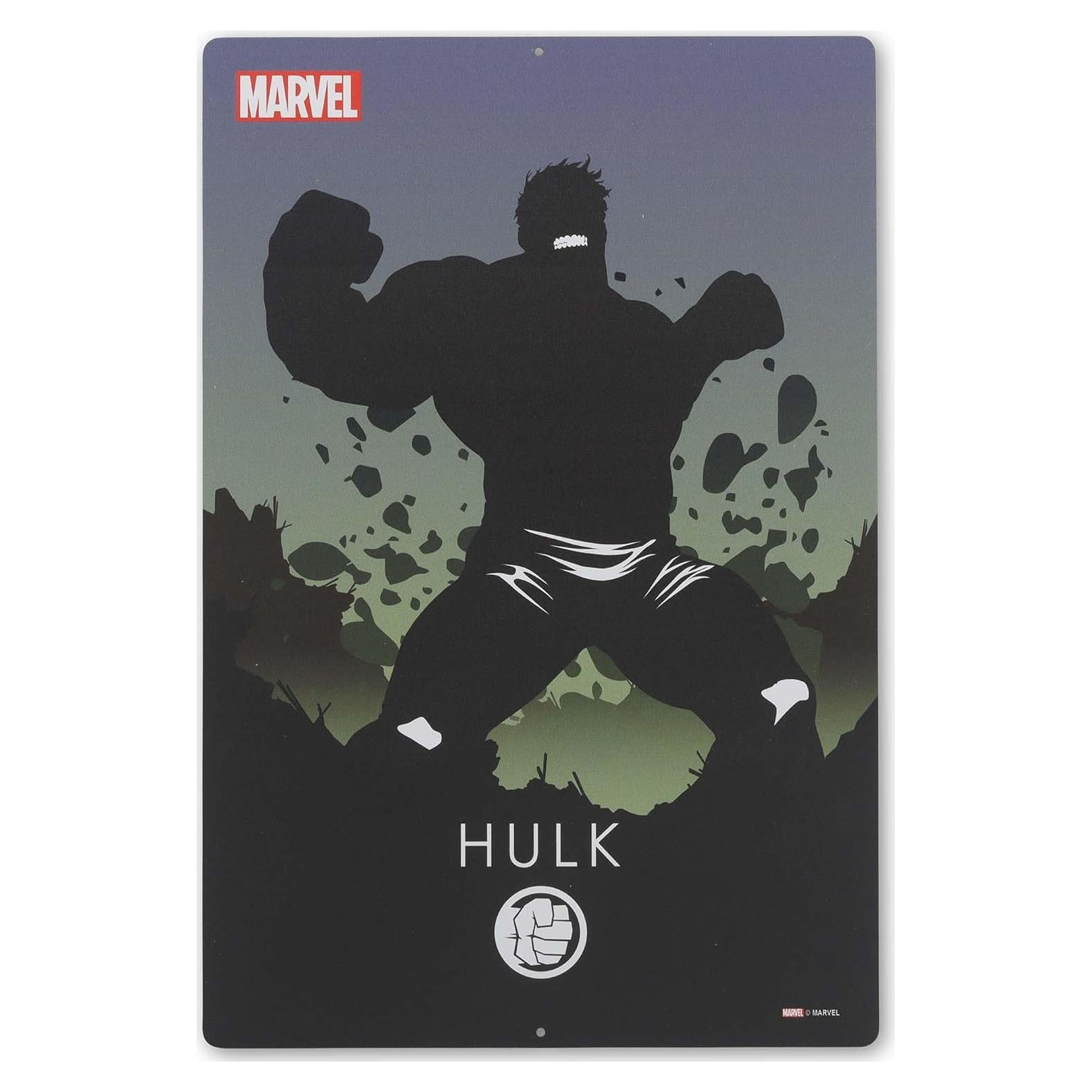 Cartel de Metal Marvel Hulk - Arte de Pared Vintage 24.9x37.3cm