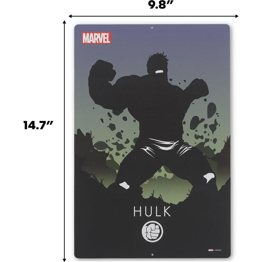 Cartel de Metal Marvel Hulk - Arte de Pared Vintage 24.9x37.3cm