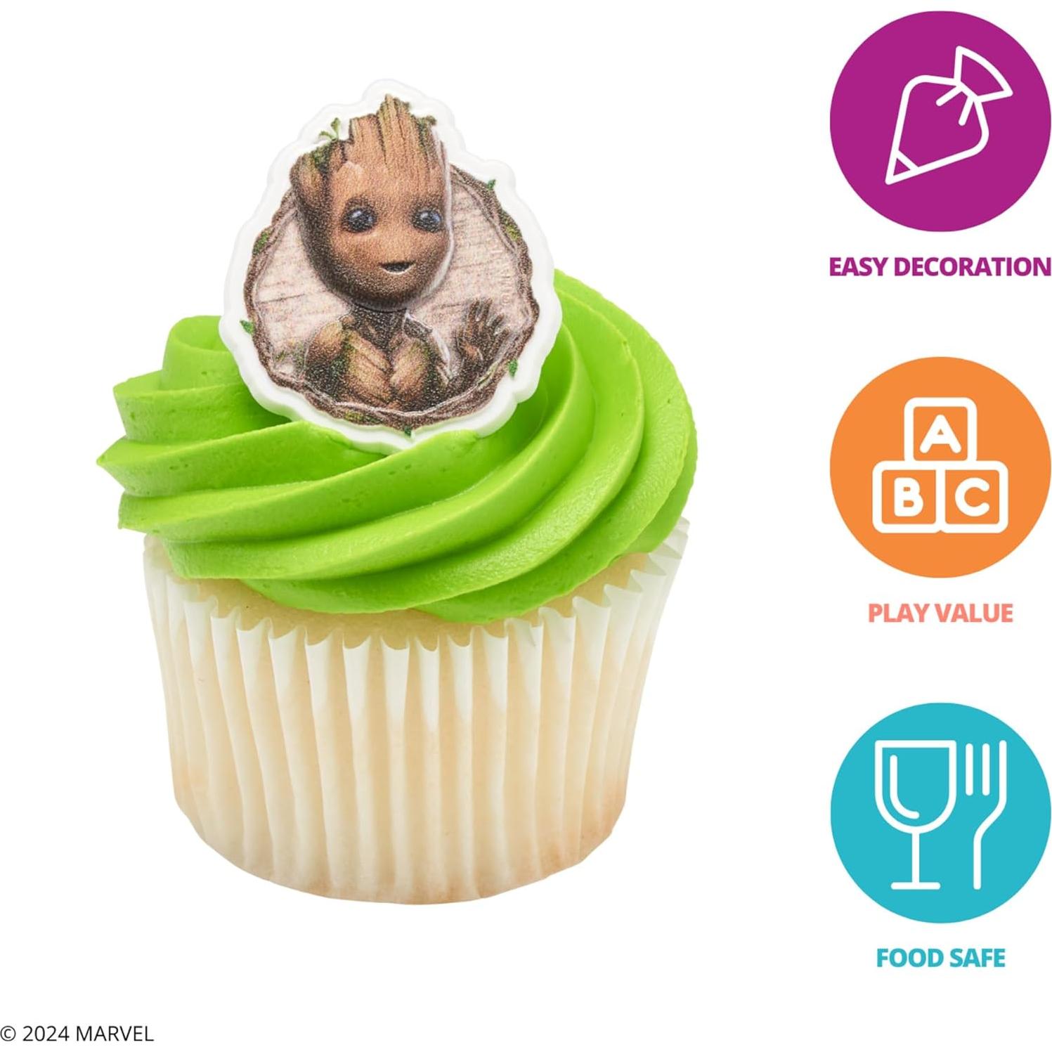 Anillos de Cupcake Groot DecoPac - 24 Decoraciones Apto Alimentos