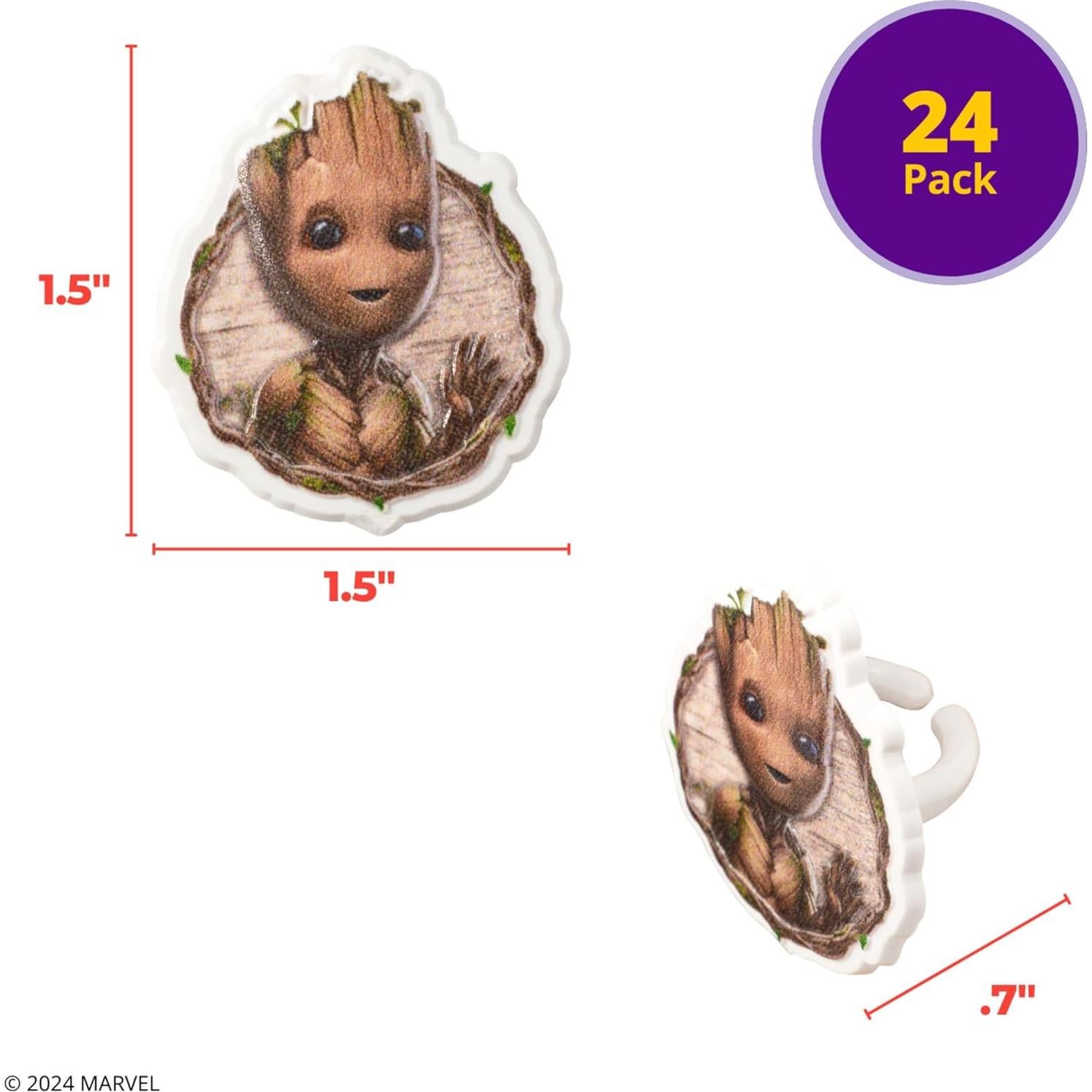 Anillos de Cupcake Groot DecoPac - 24 Decoraciones Apto Alimentos