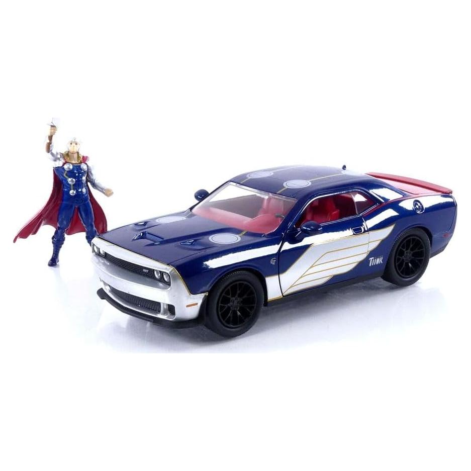 Coche de metal fundido Jada Toys Dodge Challenger SRT Hellcat 2015 con figura de Thor