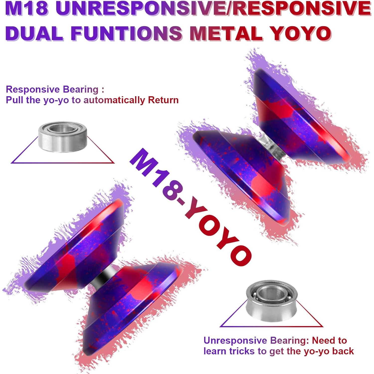 Yoyo WATIEOBOO Profesional Doble Función 68g Rojo Púrpura